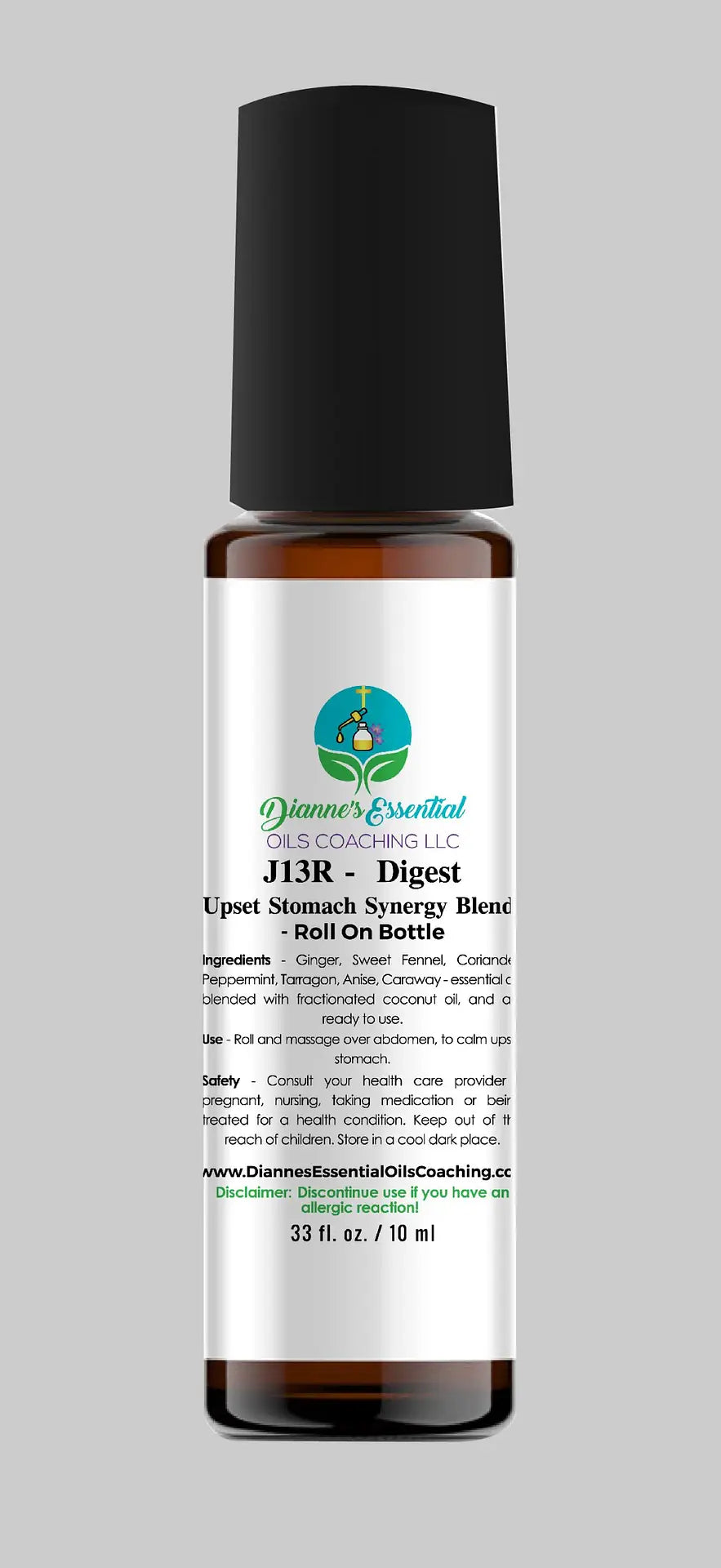 J13R – Digest – Upset Stomach Synergy Blend – Roll On Bottle - diannesessentialoilscoaching